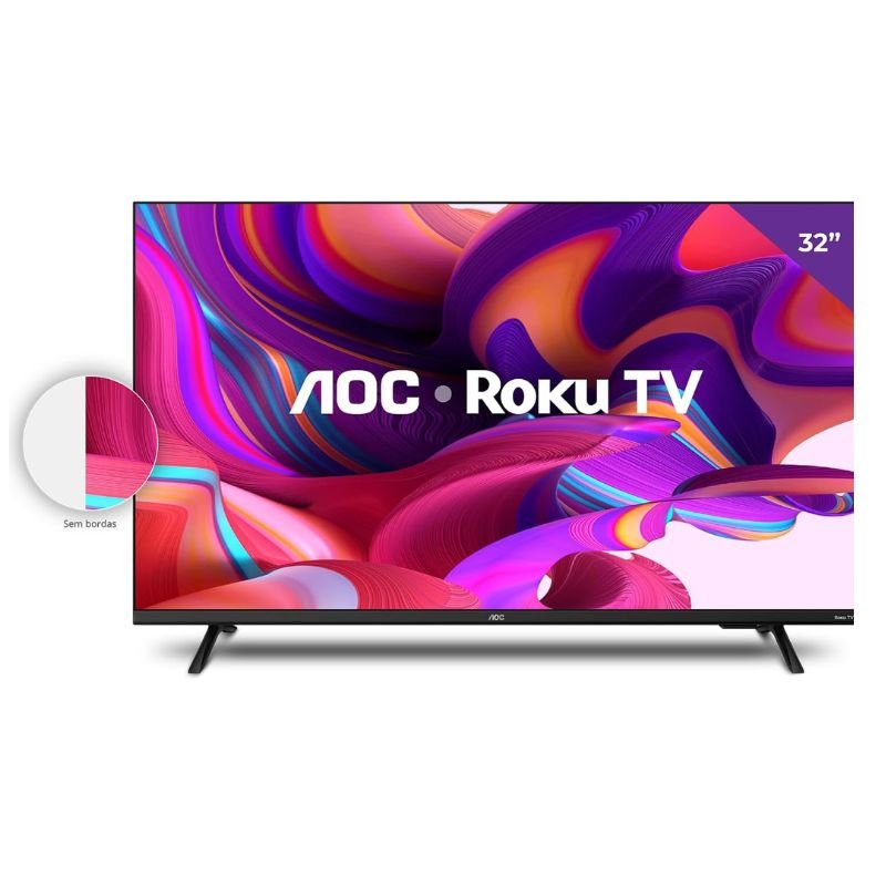 Tv aoc 32 polegadas roku tv sem bordas led hd